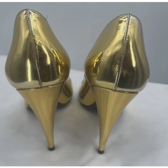 Saint Laurent Paris Kiki Gold Patent Leather Women Pointed ToHeels Shoes Size 39 - Picture 7 of 12